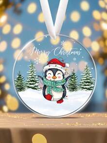 Ornament de Crăciun Fericit cu Pinguin pentru Bebeluși, Cadouri de Ornament cu Pinguin pentru Familie, Decor Agățat pentru Bradul de Crăciun, Ornamente Pandantive Acrilice de Crăciun, Ornamente Pandantive de Crăciun cu Animale, Suvenir de Crăciun cu Animale Drăguțe