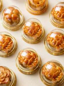 50pcs Mini Cake Boxes, Transparent Plastic Small Cupcake Boxes With Round Dome Lids, Sets Of Thickened Round Egg Yolk Pastry Packaging Boxes With Lid And Bottom Dessert Cake Tray Single Dessert Transparent Packaging Box