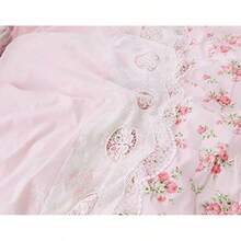Romantic Roses Print Duvet Cover Set With Bed Skirt Pink Lace Ruffle Floral Shabby Chic King 4 Piece Bedding Set - 粉色 - 查看 7