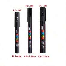 Marcador acrílico de combinación blanco y negro UNI para carteles POP, grafitis/anuncios, suministros de arte PC-1M, 3M, 5M