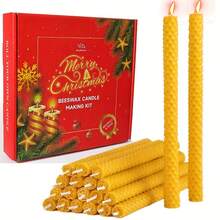 Beeswax Candle Set Handmade, 20 Pcs Slightly Narrow | Christmas Candles | Honeycomb Texture | Bees Wax Candles Gift Set With Christmas Decorative Gift Box | Premium, Dinner Home Decor Christmas Decorations Room Decor, Christmas Gifts