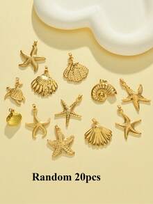 5/20pcs/10pcs 18-20mm Fashion Charm Natural Shell Electroplated Gold Oval Pendant Beads, Summer Ocean Shell Pendant, Loose Spacer Beads For Bracelet Necklace Jewelry Making DIY Craft Accessories