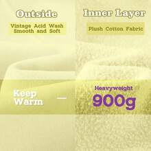 FAIABLE Mens Hoodies Oversized Unisex Wash Hoodie Heavyweight Fleece Vintage Cotton Sweatshirt Men Women Streetwear - Butter Yellow - 查看 6