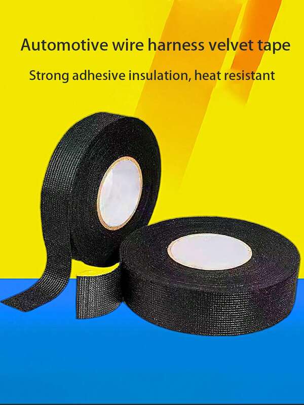 1 pieza/5 piezas Cinta ignífuga negra con flocado, cinta aislante resistente al calor para el hogar, la empresa, el arnés de cables del automóvil, cinta de tela de poliéster duradera para reducción de ruido