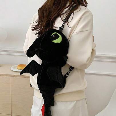 How to Train Your Dragon Black And White Toothless Backpack, Backpack, Cute Shoulder Crossbody Bag Is The Perfect Gift For Boys And Girls, Suitable For Travel, Taking Photos, Shopping, Commuting, Decorative Bags, And Commuting To School And Work. It Has A Cute Toothless Shape And Comfortable Fabrics, Making It A Perfect Birthday Gift, Holiday Gift, Or Party Gift.