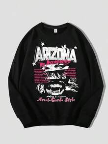 Y2K Anime-Inspired Men's Casual Sweatshirt - Loose Fit, Polyester, Geometric Pattern, Round Neck For Fall & Winter,Fall Hoodies,Men's Fall Clothes,Street Wear,Halloween,Mens Hoodies,Y2k Clothes,Jesus Hoodie,Thanksgiving Day,Nightmare Before Christmas,Christmas - màu đen - Xem 1