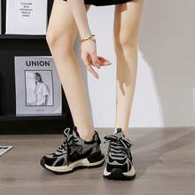 2025 New Spring And Autumn Women's Shoes, Versatile Color-Block Sports Dad Shoes - Burgundy - View 6