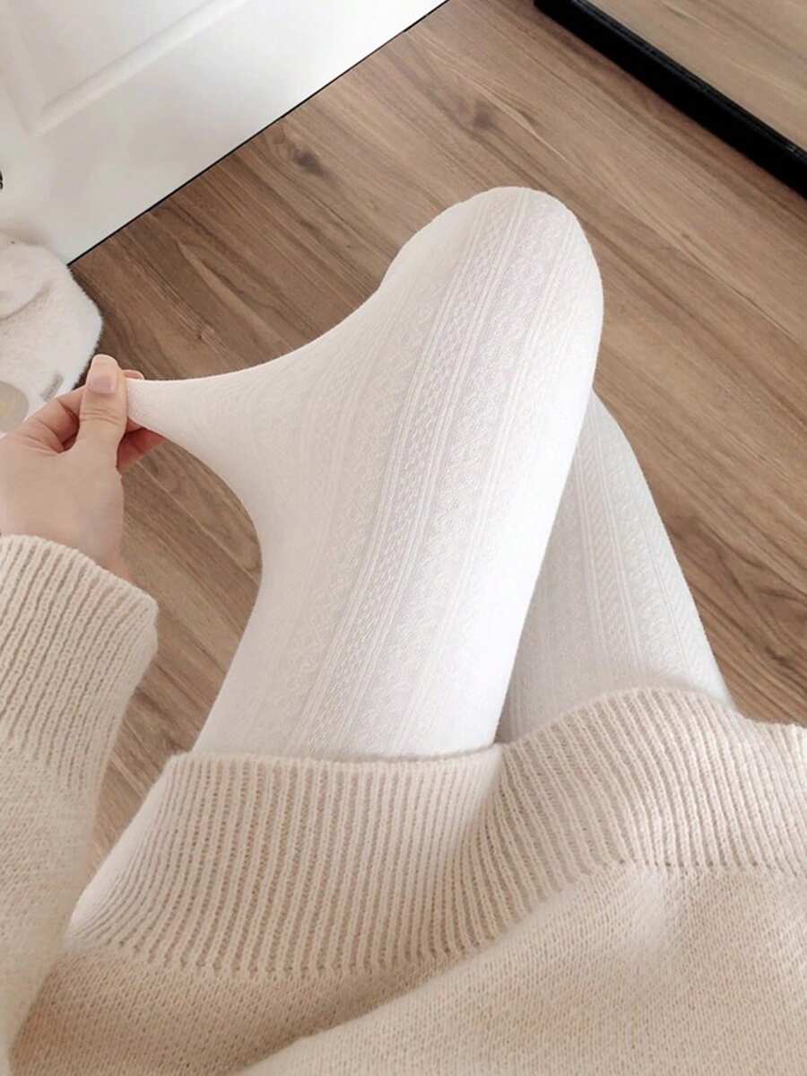 1件装女士保暖长筒袜，白色，加厚绒面，防寒保暖（适合-5℃至15℃），舒适保暖 - 白色 - 查看 1