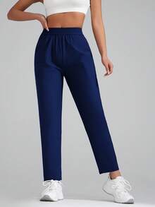 Nouveaux pantalons de sport décontractés à poches patchwork pour femmes - Bleu marine - Voir 3