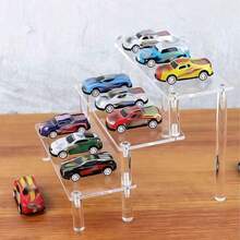 1 pièce Présentoir de rangement et d'affichage de modèle de voiture en acrylique transparent pour bureau, Étagère de rangement en acrylique pour organiser les figurines, Présentoir à étages pour jouets de bureau, Présentoir de rangement et d'affichage pour petits objets décoratifs.