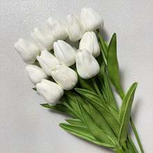 20pcs Romantic Premium Artificial Flowers Centerpieces,Plastic Flowers Real Touch Tulips Silk Bouquet, Artificial Flowers For Wedding Room Home Hotel Party Event New Years Gifts Handheld Flower Arrangement For Valentine's Day Wedding/Home/Bedroom/Living Room/Table Decoration/Bride's Bouquet/Outdoor Garden