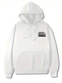 Sudadera con Capucha de Patrón de Coche Deportivo para Hombre - Sudadera Casual Cálida con Cordón, Mezcla de Poliéster, Lavable aáquina - Elección Perfecta para Otoño e Invierno - Blanco - Ver 2