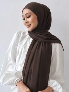 1pc Solid Color Women Scarf, Chiffon Headscarf For Casual Daily Wear