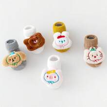 Baby Walking Socks With Grippers Soft Cute Cartoon Animal Design Infant Non Slip Socks For Indoor - 白色 - 查看 4