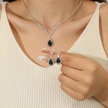 3-Piece Fashion Jewelry Set, Sparkling Luxury Evening Dress Accessories, Rhinestone Necklace And Earrings For Brides - 007-nsdz-4 - View 1