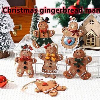 1pc Christmas Decoration Gingerbread Man Resin Gingerbread Man Ornament, Christmas Tree Decor, Rustic Style Hanging Ornament, Holiday Gift, Christmas Wall/Cabinet Hanging Decor, Christmas Gift, Holiday Decoration For Home, Yard Home Decor Christmas Decorations Room Decor Winter