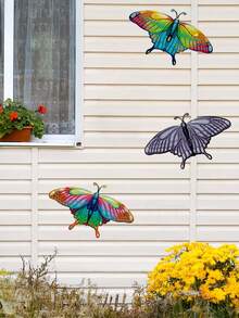 1 pieza Decoración de pared de mariposas de metal - Arte de pared de mariposas realistas, esculturas colgantes para decoración interior o exterior, patio, valla, jardín