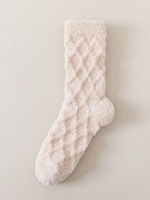 1 par de calcetines de mujer suaves y sin pelusa, de felpa, gruesos y cálidos, aptos para el hogar, dormir, posparto, otoño/invierno