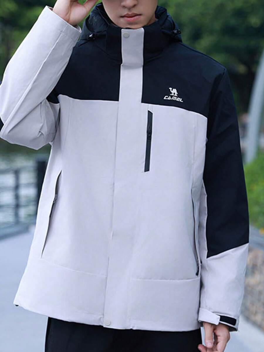 CAMEL CROWN Women's Sports Jacket Three-In-One Mountaineering Suit Autumn And Winter New Windproof And Waterproof Three-Proof Windbreaker Jacket Men - Mist Gray Phantom Black - View 1