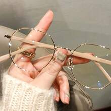 Women's Elegant Round Frame Computer Glasses - Blue Lenses With Gold And Beige Metal Frame, Non-Prescription Smart Glasses, Suitable For Phones, Tablets, Games, TVs And Digital Screens, Women's Glasses, Women's Fashion Goggles, Women's Glasses, Women's Large , Women's Elegant Shades, Glasses Frame, Optical, Eye Health, Women's Glasses, Eye Mask, Sleep Mask, Reading Magnifier, Sleep Mask, Night Mask, Handicraft Eye, Aiming And Optical, Sleep Mask, Eye Earrings, Eye Mask, Oversized - 黑色 - 查看 8