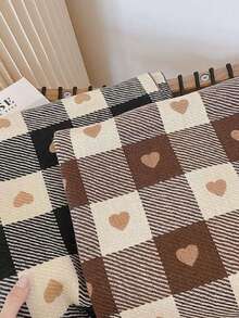 1pc Women's Autumn/Winter Heart-Shaped Scarf, Plaid Warm Scarf/Shawl, Thick Oversized Blanket Scarf, Suitable As Gift For Dress - Multicolor - View 8