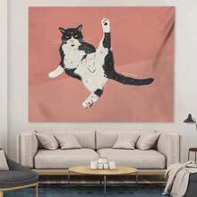 Cartoon Cat Pattern Decorative Tapestry, For Wall Decoration In Homes, Living Rooms And Offices - 如圖所示 - 查看 2