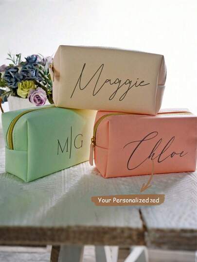 Custom Name Cosmetic Bag.Personalized Monogram Makeup Bag.Sanitary Napkin Storage Bag.Travel Makeup Bag.Leather Toiletry Bag.Personalized Storage Bag.Birth Month Bridesmaid Bag,Bridal Party Gifts,Bachelorette Party Favors,Bridesmaid Gift Letter Versatile,Ideal Gifts For Her,Girlfriend,Her,Boyfriend