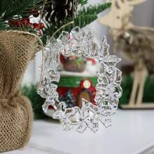 1 set (2 pièces) - Ensemble de couronnes de fleurs en forme de flocon de neige, pendentif de décoration de sapin de Noël en cristal, pendentif de décoration de scène de fête de Noël, fournitures de décoration de flocons de neige simulés pour la saison hivernale