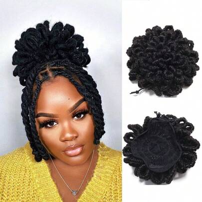Extensión de cabello sintético con efecto de rastas, moños y coletas para mujeres con cabello corto, estilo africano clásico, aspecto natural