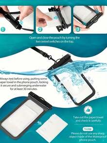 1 Piece/Large Floating Waterproof Phone Bag, Can Hold All Your Phones, Suitable For Surfing, Tubing Trips, Beaches, Boating, Fishing, Swimming, Kayaking, Snorkeling, Cruising, Water Parks And Other Vacation Travel Essential Accessories, Suitable For Couples - Black - View 13