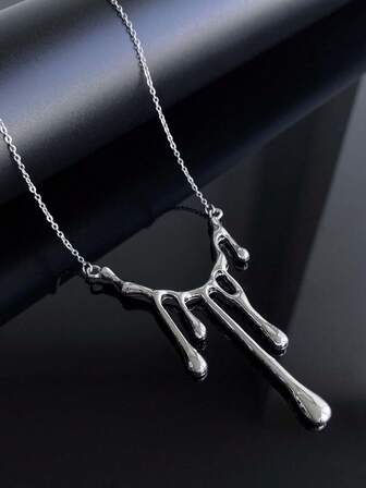 1pc Fashionable Unique Punk Style Water Drop Lava Necklace