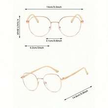 Women's Elegant Round Frame Computer Glasses - Blue Lenses With Gold And Beige Metal Frame, Non-Prescription Smart Glasses, Suitable For Phones, Tablets, Games, TVs And Digital Screens, Women's Glasses, Women's Fashion Goggles, Women's Glasses, Women's Large , Women's Elegant Shades, Glasses Frame, Optical, Eye Health, Women's Glasses, Eye Mask, Sleep Mask, Reading Magnifier, Sleep Mask, Night Mask, Handicraft Eye, Aiming And Optical, Sleep Mask, Eye Earrings, Eye Mask, Oversized - 黑色 - 查看 7
