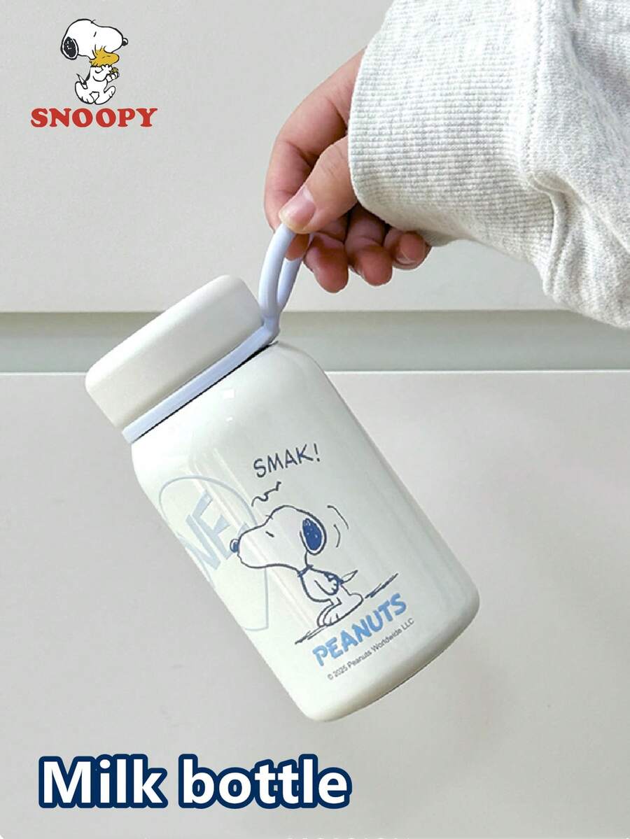 SNOOPY 1 件史努比 380ML 保温杯、牛奶瓶、早餐杯、户外运动水瓶、便携可爱杯、不锈钢车载杯，男女通用 - 彩色 - 查看 1