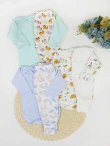 3-Piece Baby Boy Set: Ribbed Long Sleeve Bodysuit With Button And Plain And Printed Footed Pant - Assorted Colors And Prints - Multicolor - View 5