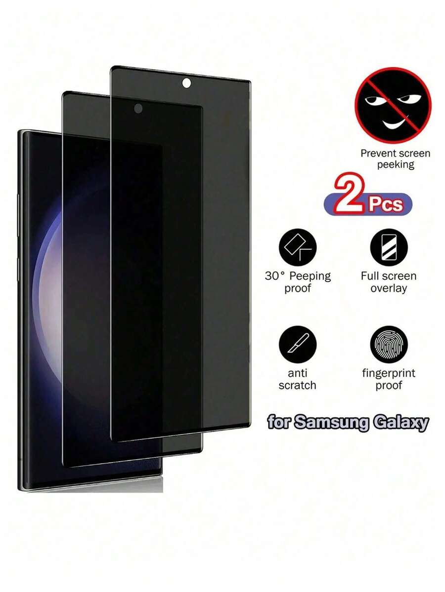 Yezodawee For Galaxy Privacy Tempered Glass Screen Protector [ 2 Packs ][Case Friendly] [Anti-Scratch] Anti-Spy Protective Film For Sam'sung Galaxy S/A Series