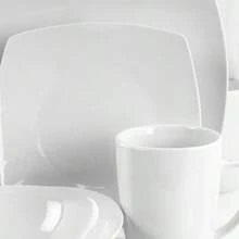 Juego de vajilla cuadrada de porcelana blanca de 16 piezas Hayes - Blanco - Cuadrado 2 - Ver 11