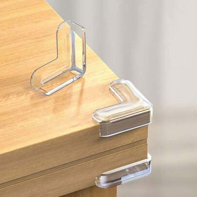 4pcs L-Shaped Furniture Corner Guards, Transparent PVC Anti-Collision Protectors To Prevent Sharp Edges, Suitable For Attaching To Furniture And Table Edges
