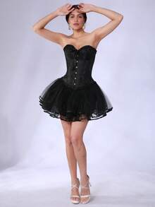 White Black Lolita Cute Boneless Puffy Skirt Cosplay Underskirt Women Petticoats Tutu Dress With Satin Ribbon Halloween Fall Clothes For Women