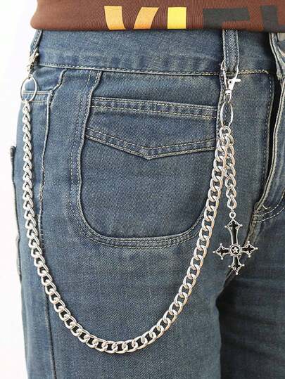 1pc Unisex Fashionable Cross Shaped Pant Chain, Suitable For Halloween, Hip-Hop, Punk Style And Daily Wear
