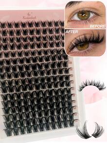 D Curl 176 PCS Lash Clusters Wispy Cluster Eyelash Extensions Puffy Individual Lashes 9-16mm Waterproof Natural Lash Extension DIY Cluster Lashes With Soft Thin Band - D - Xem 7