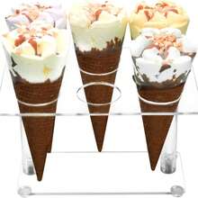 1 Stück Kegel Präsentationsständer - Klarer Acryl Eiswaffel Halter für Partys, Hochzeiten, Buffets & Weihnachten (6 Löcher)