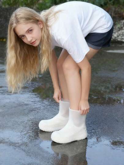 1 par de capas de sapato antiderrapantes e impermeáveis, capa de borracha reutilizável para botas de chuva ao ar livre, botas de chuva antiderrapantes e duráveis, dobráveis, para ciclismo ao ar livre e dias chuvosos, para escola, escritório, casa, viagens