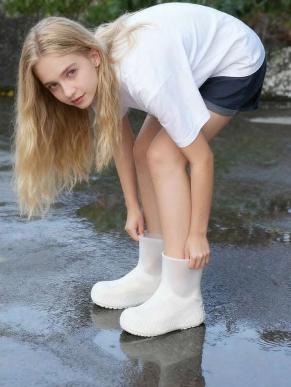 1Pair Waterproof Thickened Non-Slip Shoe Covers,Reusable Outdoor Rubber Rain Boots Cover,Thickened Anti-Slip Durable, Foldable Rain Boots,For Outdoor Cycling And Rainy Days,For School,Office,Household,Travel