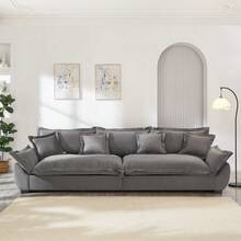 Modular Sectional Sofa, Sailing Design Sofa With Storage, Removable Backrest, Modern Deep Seat Sofa With Throw Pillows For Living Room Bedroom Apartment,Light Khaki - 灰色+天鵝絨+3座+泡沫 - 查看 10