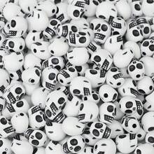 28 piezas de cuentas de calavera de Halloween, cuentas de calavera huecas de estilo gótico lindo, cuentas de manualidades de moda, para hacer joyas, pulseras, collares, llaveros - suministros de manualidades navideñas y accesorios DIY para fiestas
