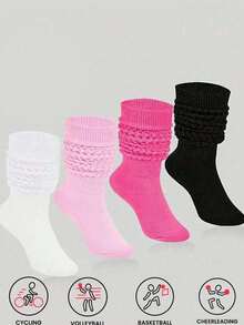 1/4 زوج جوارب كاجوال، جوارب متوسطة الطول ناعمة للجنسين، جوارب ضاغطة بلون واحد، جوارب دافئة وقابلة للتنفس للخريف/الشتاء، مناسبة كهدايا لعيد الهالوين والكريسماس