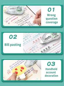 1pc Dot Correction Tape, High Capacity, Transparent Double-Sided Adhesive, Suitable For Children's Handmade Scrapbooking, Stickers, High Viscosity Dotted Double-Sided Tape, Seamless, Student Correction Tape, Craft Supply Tool