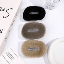 3pcs/6pcs Autumn/Winter Plush Flat & Round Hair Clips Set For Women, Daily Hairstyle Clips With Teeth, Non-Slip Duck Clip, Bendable Arc Design, Vintage Sweet Simple Niche Hair Accessories