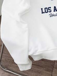 Sudadera holgada para hombres cuello redondo manga larga diseño gráfico letras urbanas en blanco regalos amigos esposo novio vuelta al cole - Blanco - Ver 3