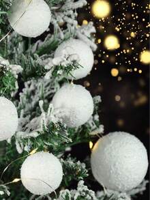 6pcs White Foam Snow Balls, Christmas Tree Hanging Decorations, Suitable For Christmas Tree, Party, Fireplace Decor, Winter Holiday Atmosphere Ornaments